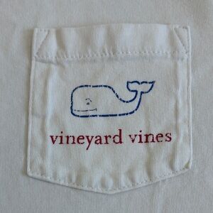 Vineyard Vines Classic White Long Sleeve Tee With Blue & Red Logo Women’s Size L